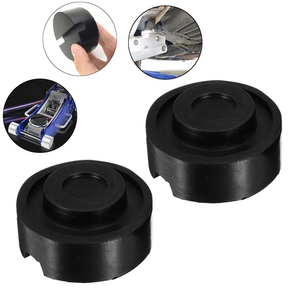 2Pcs Black Rubber Slotted Frame Block Jacking Pad Universal Trolley Jacks Floor Protector