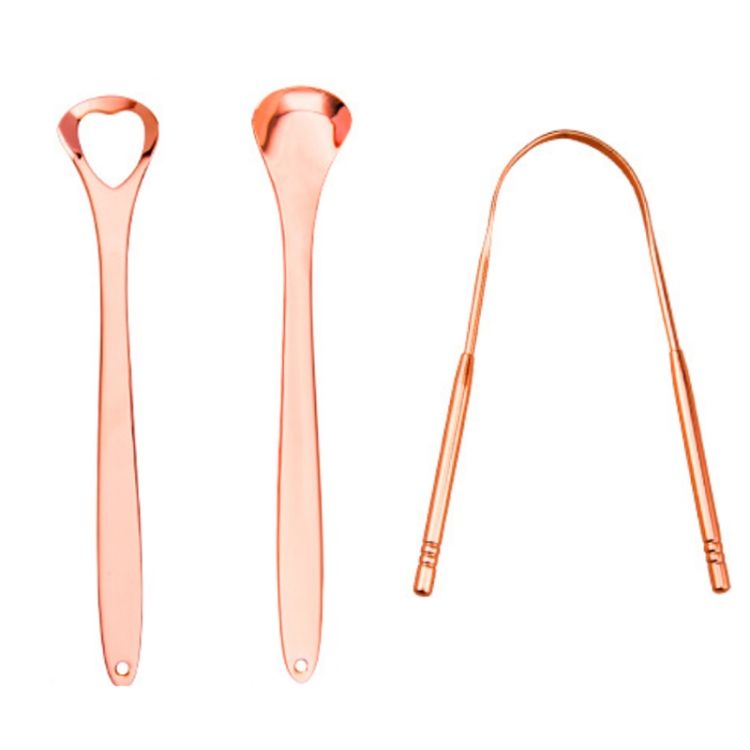 Tongue Cleaner Tongue Scraper + Two-piece Set (Rose Gold )