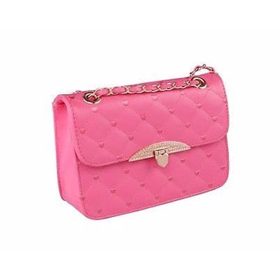 Women's Quilted Crossbody Purse with Chain Strap - Rose Red