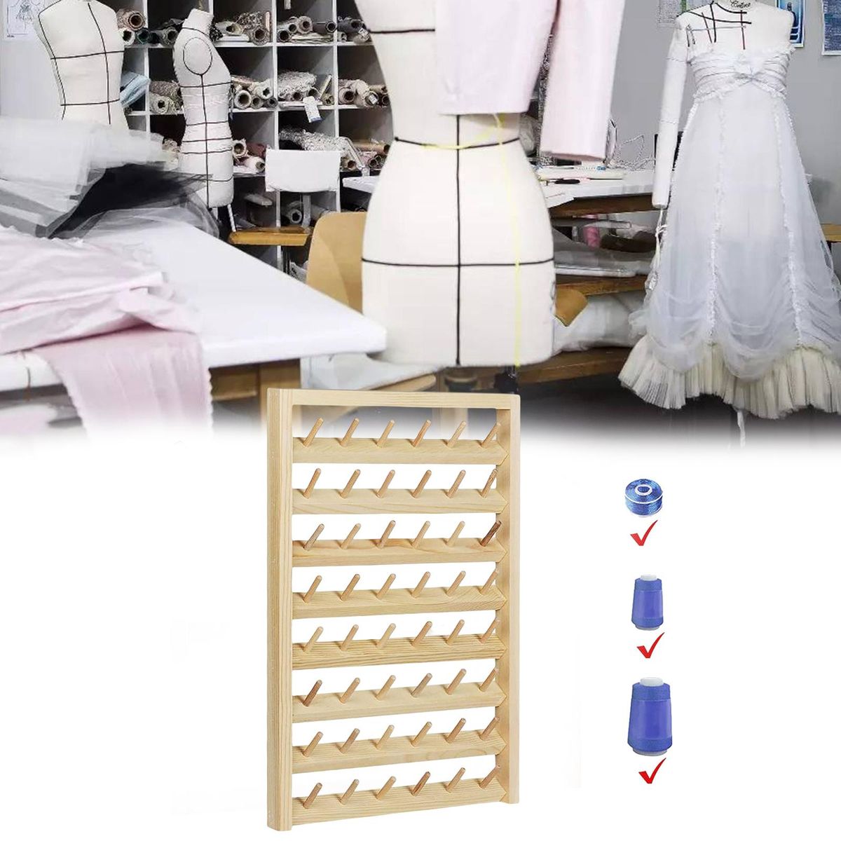 48 Spool Thread Rack Holder Wall Shelf Organizer Machine