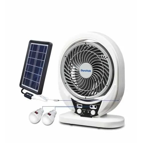 3 IN 1 Solar Rechargeable Table Fan With Panel - 7 Inches