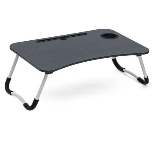 Foldable Bed Laptop Table - Plastic - Black