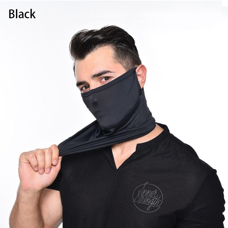 Ice Silk Scarf Mask With Ear Loops Neck Gaiter Cycling Mask