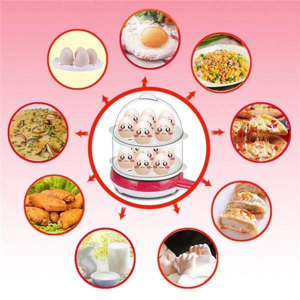 Rapid Egg Cooker Double Layer Multifunctional Big Capacity Poacher And Steamer # Coffee 110V US Coffee 110V