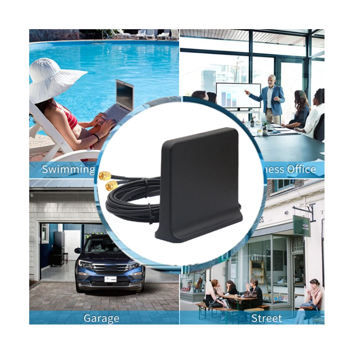 Signal Boost 5G 4G LTE 3G GSM Mimo Aerial High Gain 12Dbi 600-6000Mhz External Omni WiFi AntennaBlack SMA Male