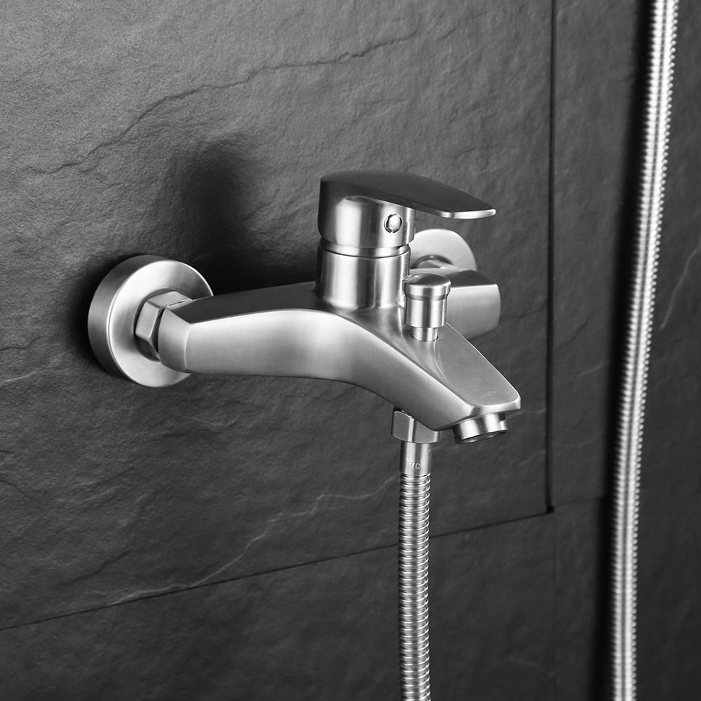 Kaiping Faucet Stainless Steel Bathtub Open-Mounted Triple Faucet Concealed Shower Shower Hot and Cold Mixed Faucet