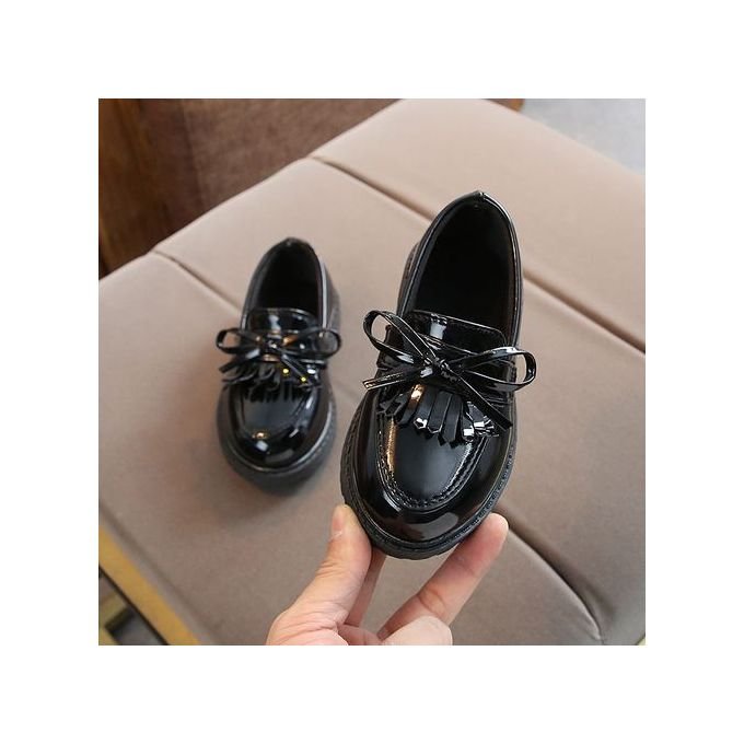Boy Girl Unisex Patent Shoe - Black