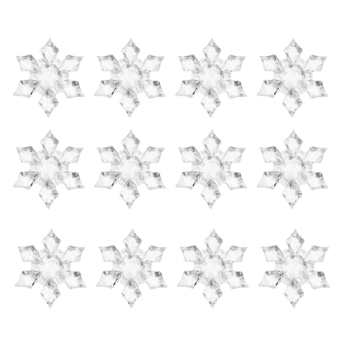 24Pcs Christmas Snowflake Clear Acrylic Decorations