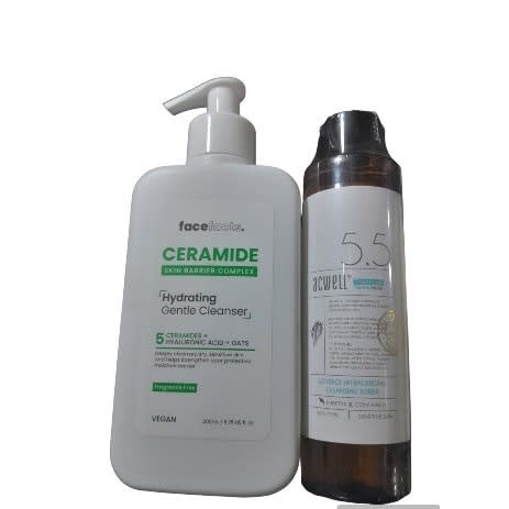 Facefacts Ceramide Hydrating Gentle Cleanser - 200ml - Acwell Licorice Ph Balancing Toner 150ml
