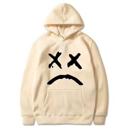 Sad Marshmellow Inscripted Off White Hoodie