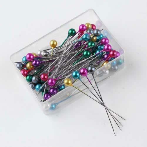Glass Bead Head Sewing Pins - Multicolor - 100 Pack