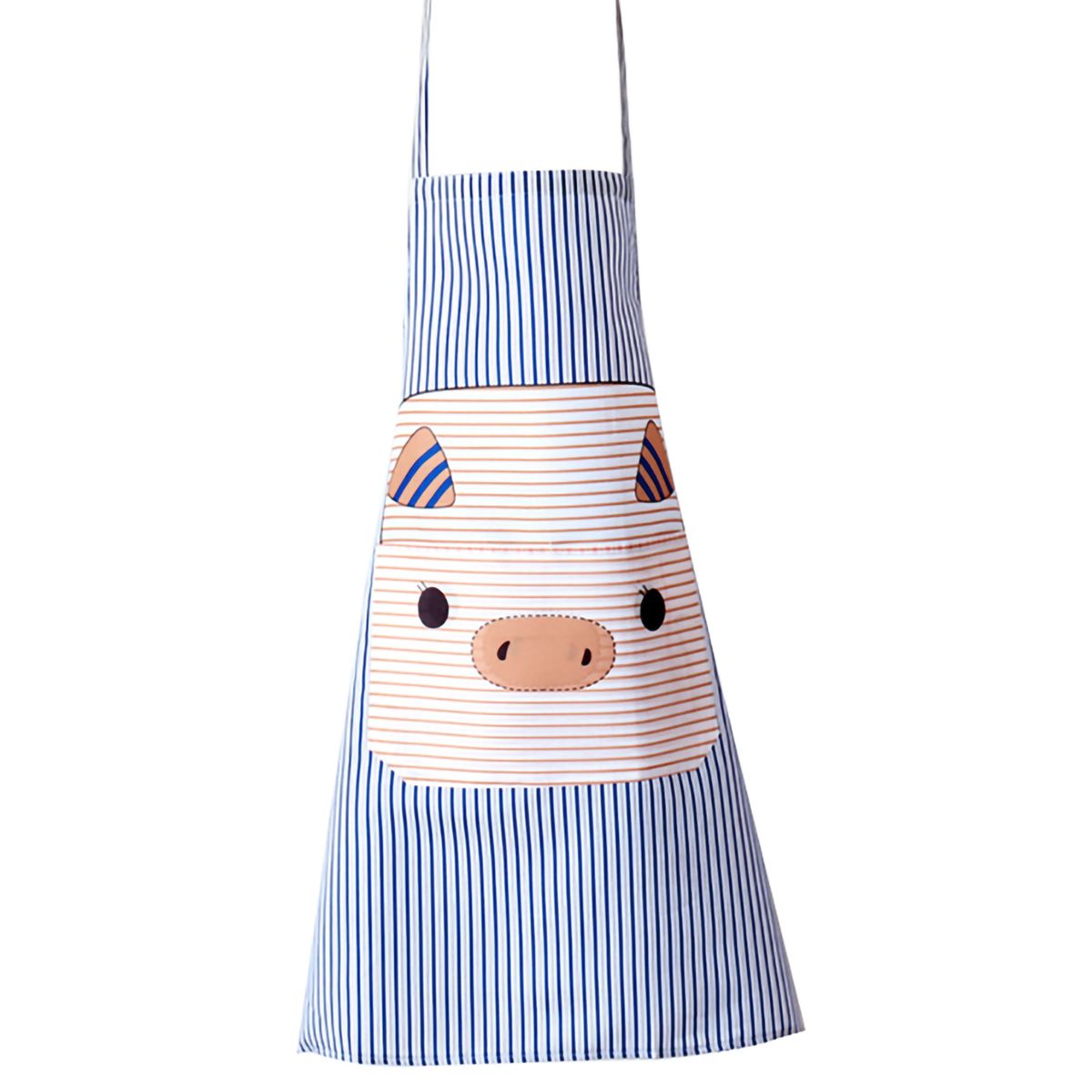 Pig Pattern Kitchen Apron With Soft Strap Polyester-Blue