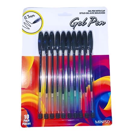 Gel Pen With Cap 10 Pack- Black