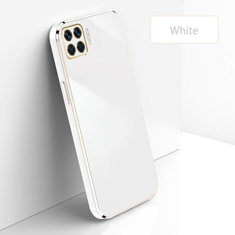 Ultra Thin Plating Phone Case for OPPO A93 4G F17 Pro Reno4 F Reno 4 Lite Lens Protection soft Phone Back Cover-White