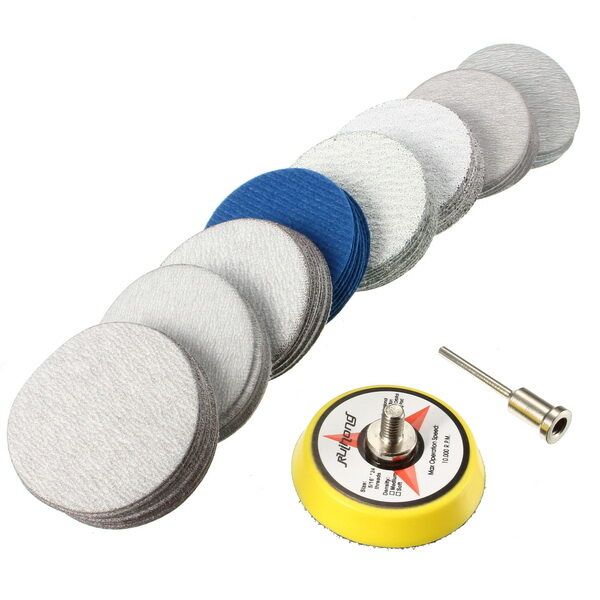 2/3 Inch Hook And Loop Sanding Pad 3mm Shank With 80pcs 80 To 7000 Grit Sand Paper 2 Inch