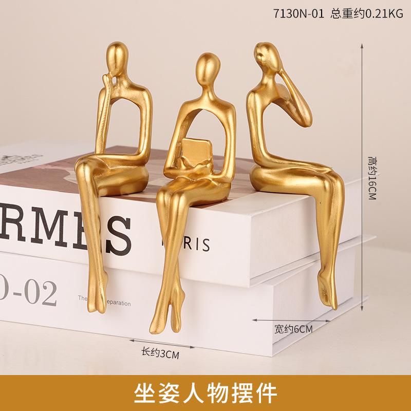 Modern Simple Resin Character Sitting Ornament Light Luxury Creative Home Crafts Desktop Wine Cabinet Soft Decoration 7130N-01 Sitting Figure Ornament