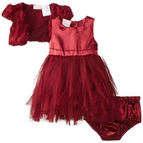Baby Girls' 3 Piece Chiffon Mesh Dress Shrug and Panty