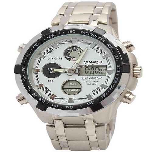 Men's Executive Analogue & LED Bracelet Wristwatch - Silver