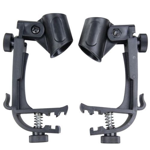 Adjustable Clip On Drum Rim Shock  Mic Clamp Holder (2-Pcs)