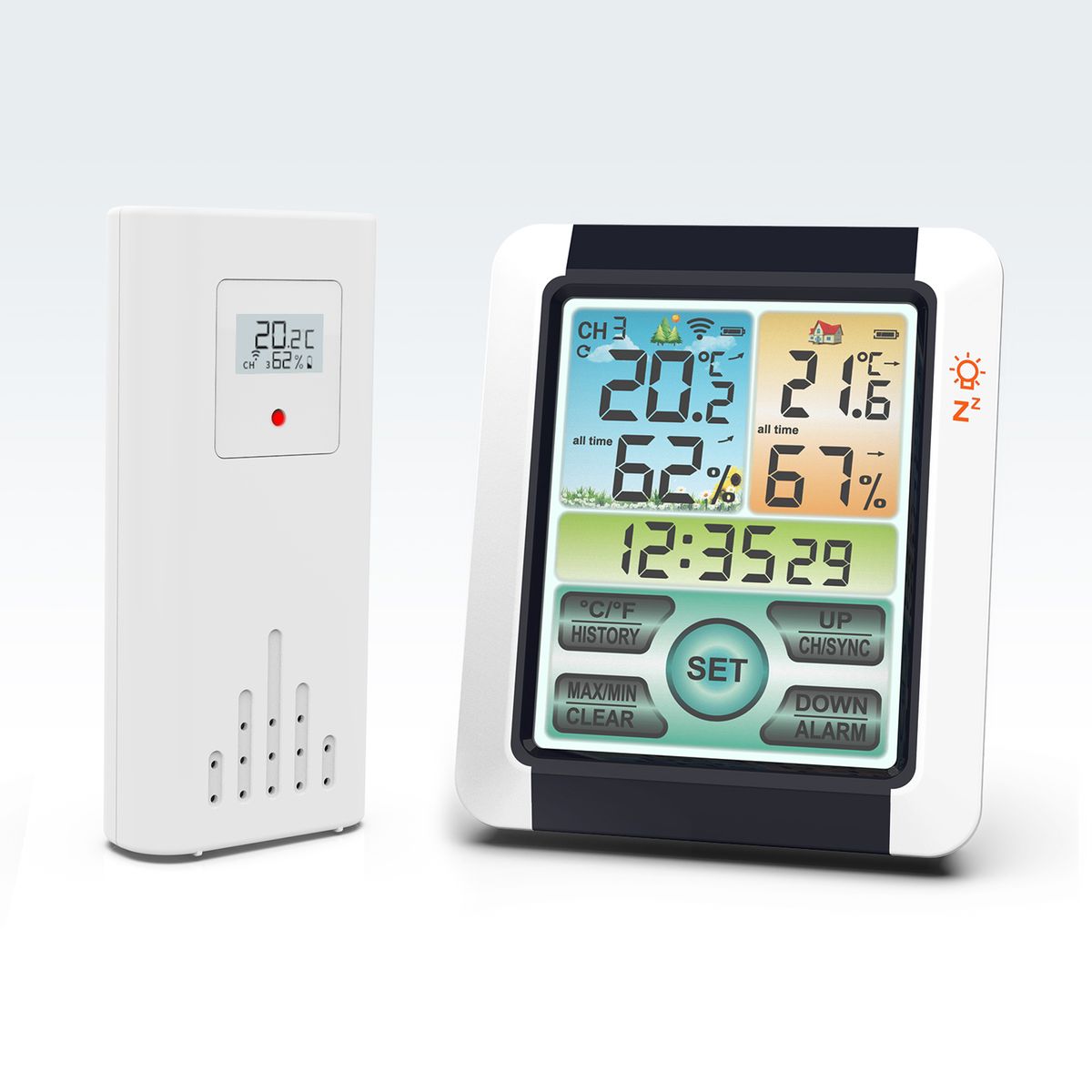 Indoor Outdoor Temperature Humidity Meter Color Touchable