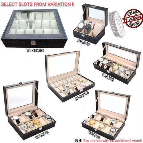 3/6/10/12/18/24 Slot PU Leather Wrist Watch Display And Storage Box