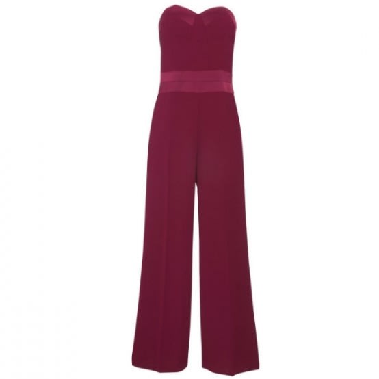 Wine Color Tuxedo Jumpsuit