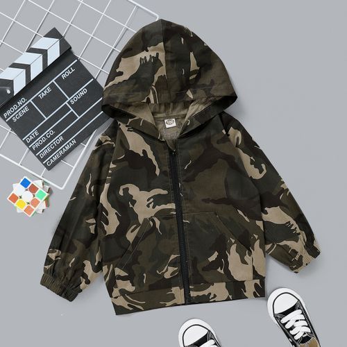 1-6Y Kid Boys Fashion Camou Long Sleeves Hoodie Outwear Windbreaker