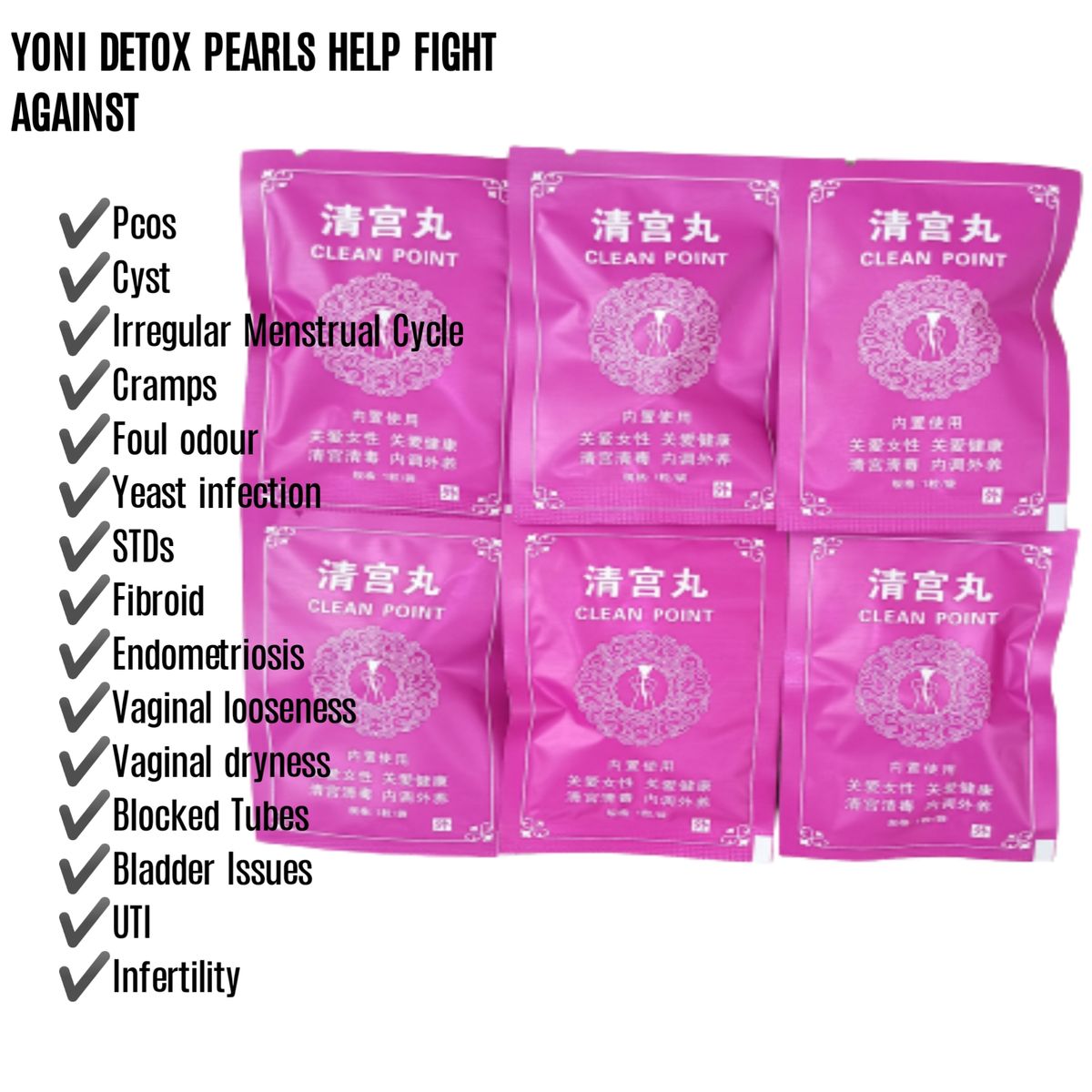 6pcs Vagina Cleanser- Yoni Detox Pearl For Infections-