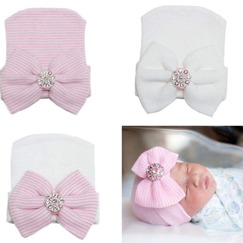 Newborn Baby Cotton Bow Soft Stretchy Hat