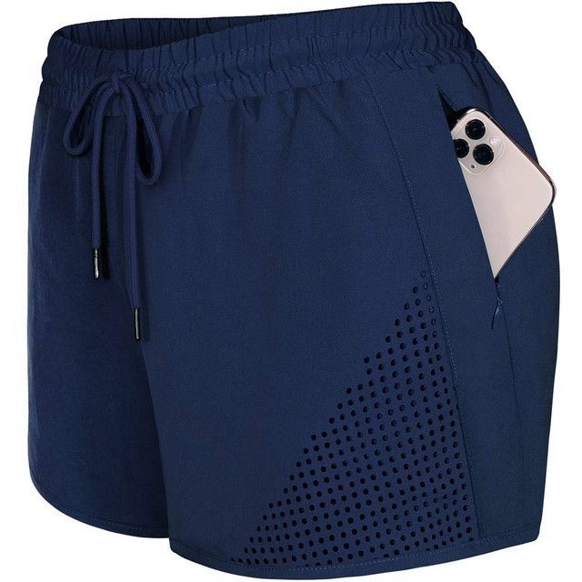 Women's Run Elastic Wasit Workout Shorts With Liner BU_M