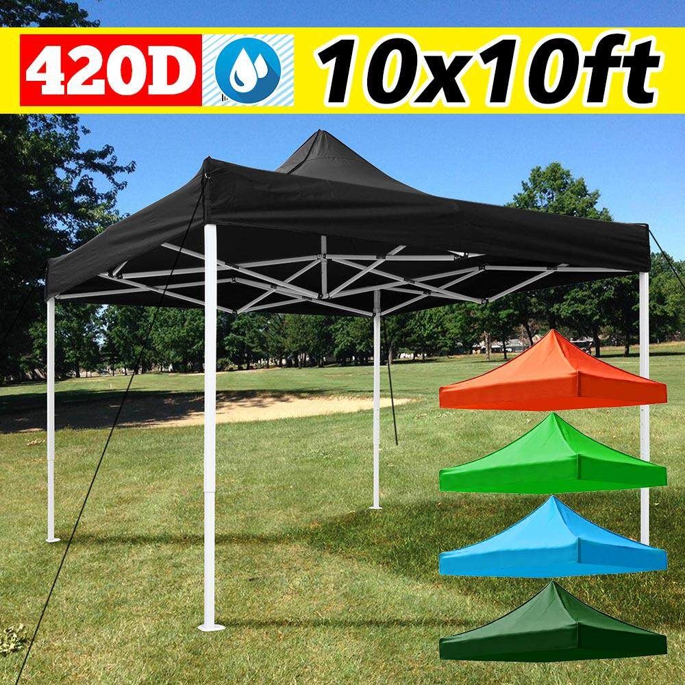 10x10 Feet Up Canopy Top Replacement Patio Pavilion Gazebo Oxford Sunshade Cover Black