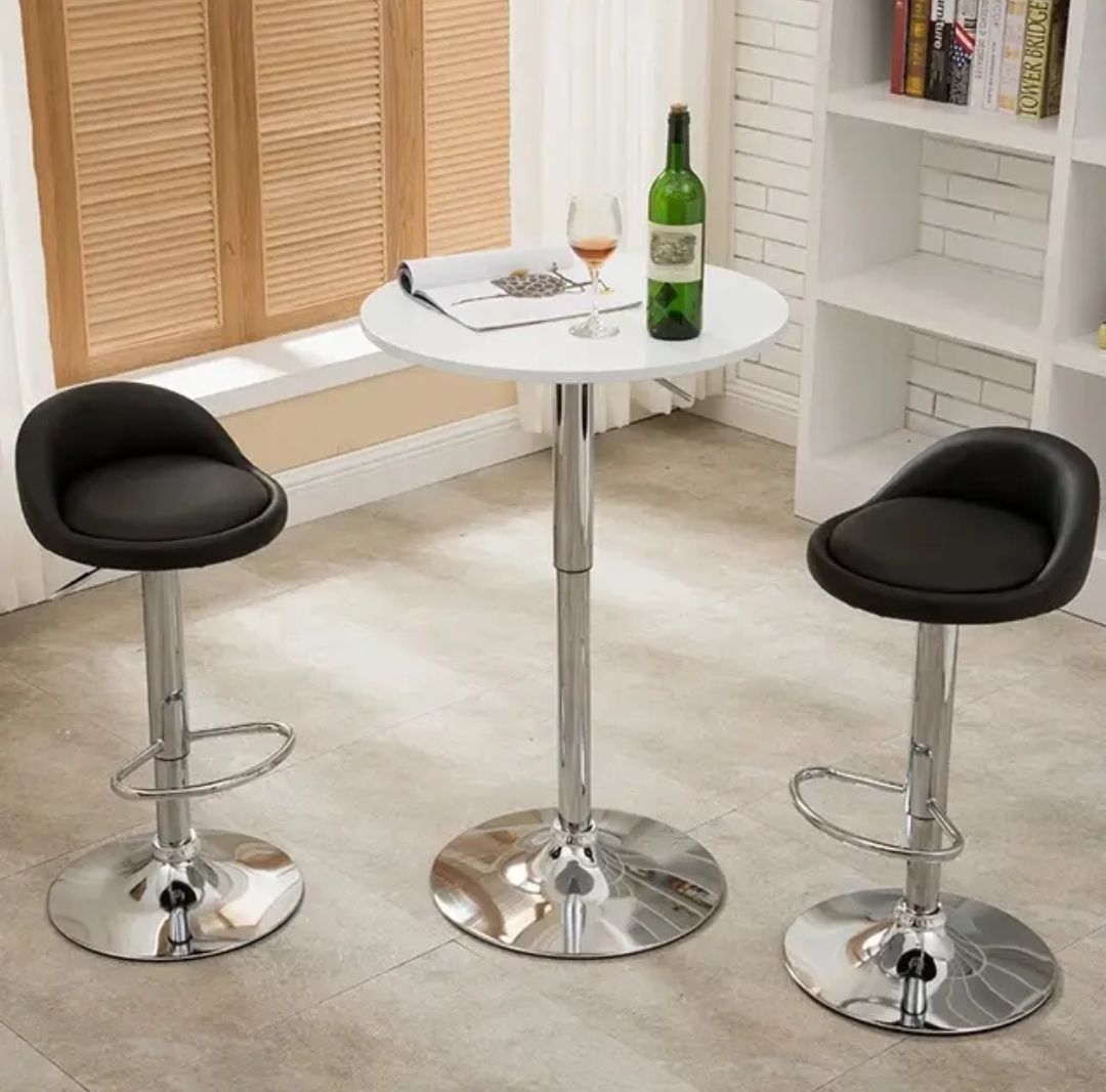 2pcs Of Stools And 1pc Adjustable Wine Table