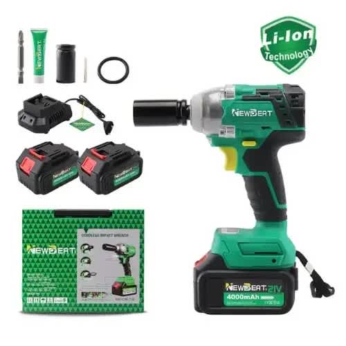Cordless Impact Wrench With Two Batteries