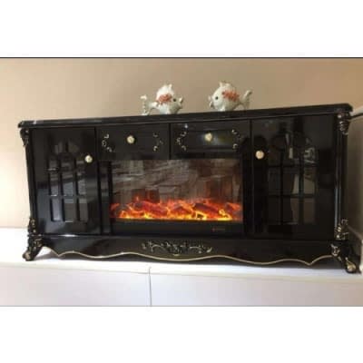 Royal Black Tv Stand With Drawers - Electric Fireworks