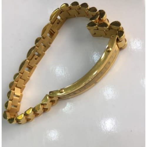 Men's Steel Link Bracelet - Gold
