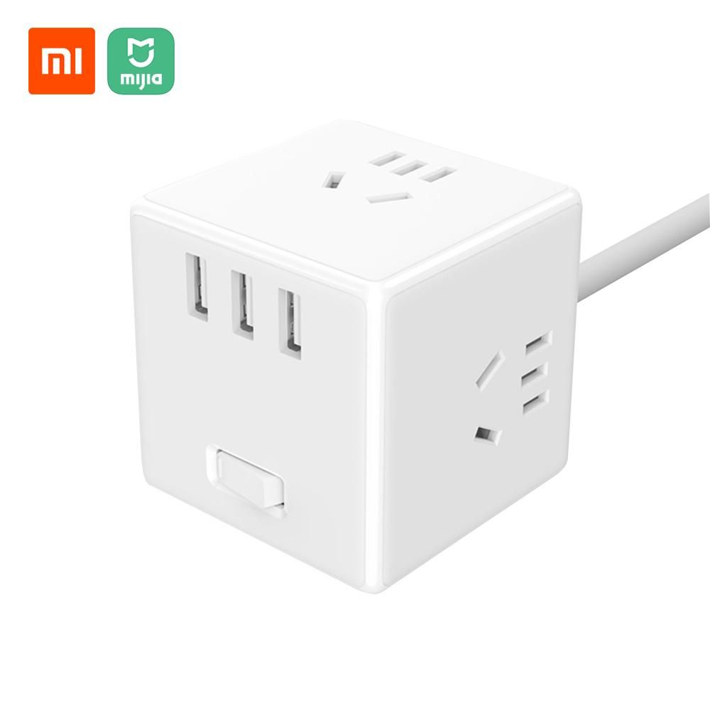 Xiaomi Mijia Magic Cube Socket Plug Multifunctional USB Charger Power Adapter 6 Ports Socket Converter Outlet Space-saving Socket With Indicator 1.5M Cable 100-240V
