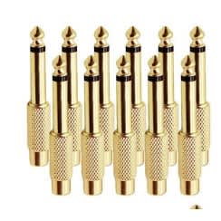 50pcs General Musical Sound Rca To 6.35mm 1/4" Jack Adapter