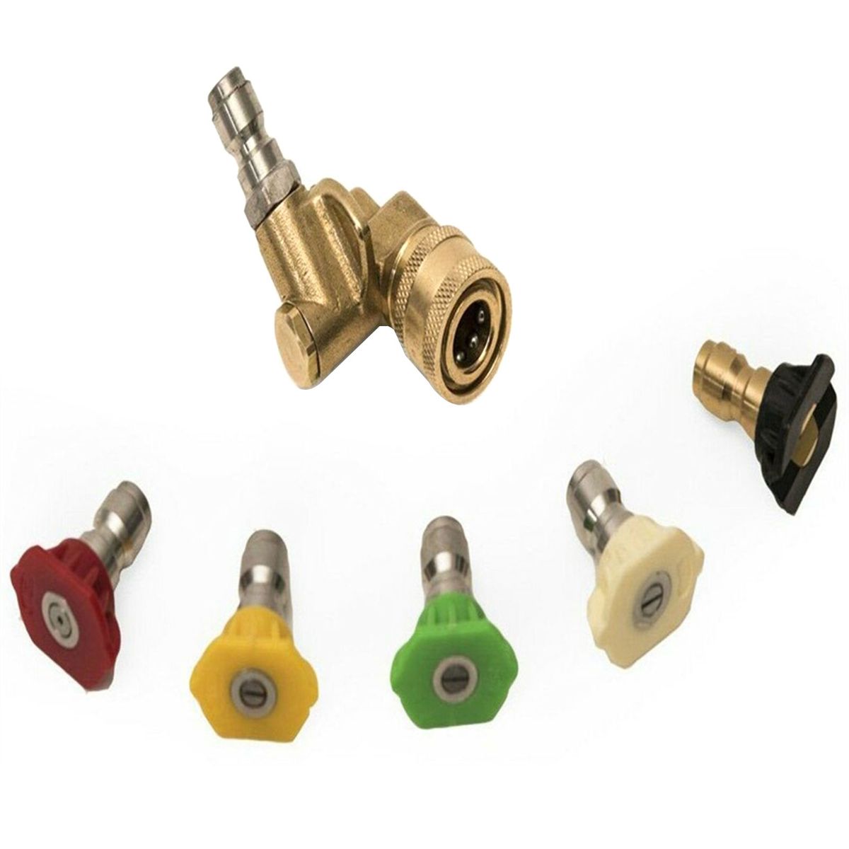 4500PSI Pivoting Coupler Wand Quick Connect + 5 Nozzle Tips