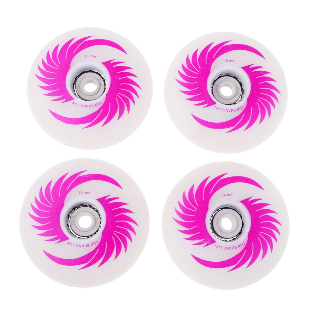 4pcs PU  Skates Wheels For Roller Inline 76mm Pink