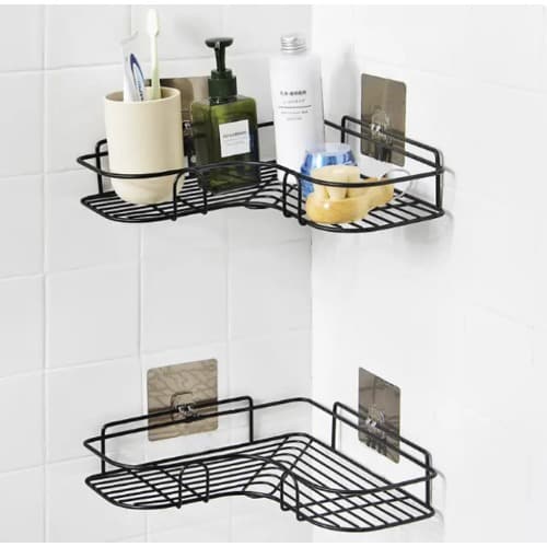 2Pcs Corner Shelf Wall Mounted Bathroom/Kitchen Organizer Storage Holder Rack