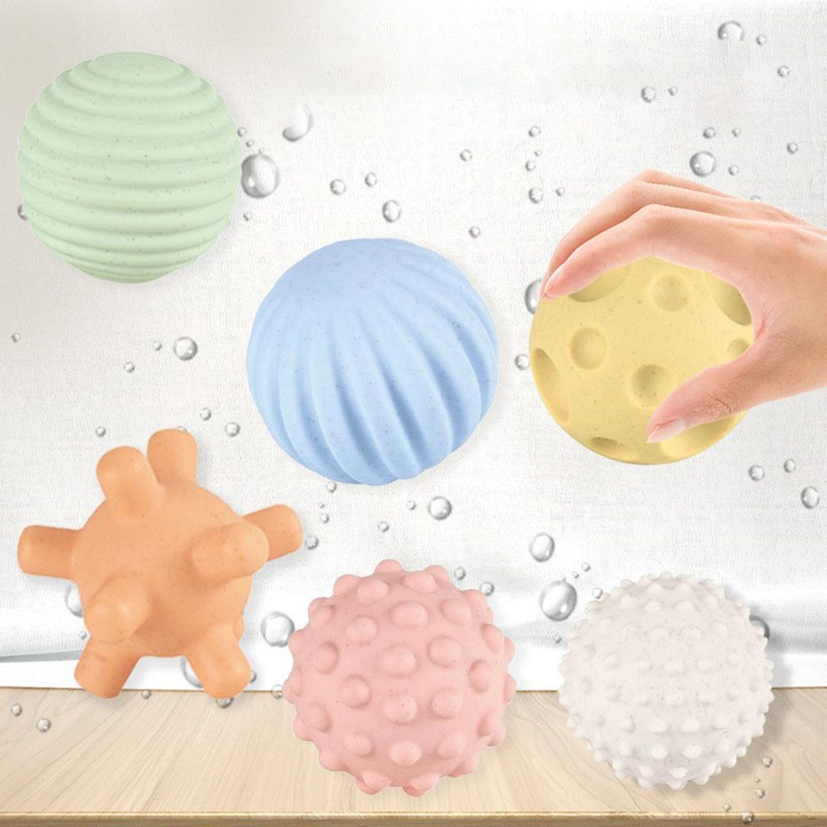 6 Pieces Soft Sensory Toy Balls Baby Bath Toy For  6 To 12