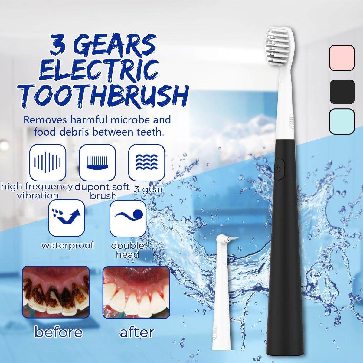 Portable Electric Sonic Ultrasonic Dental Scaler Tooth Stains Tartar Teeth Calculus Remover Tooth Tool Black