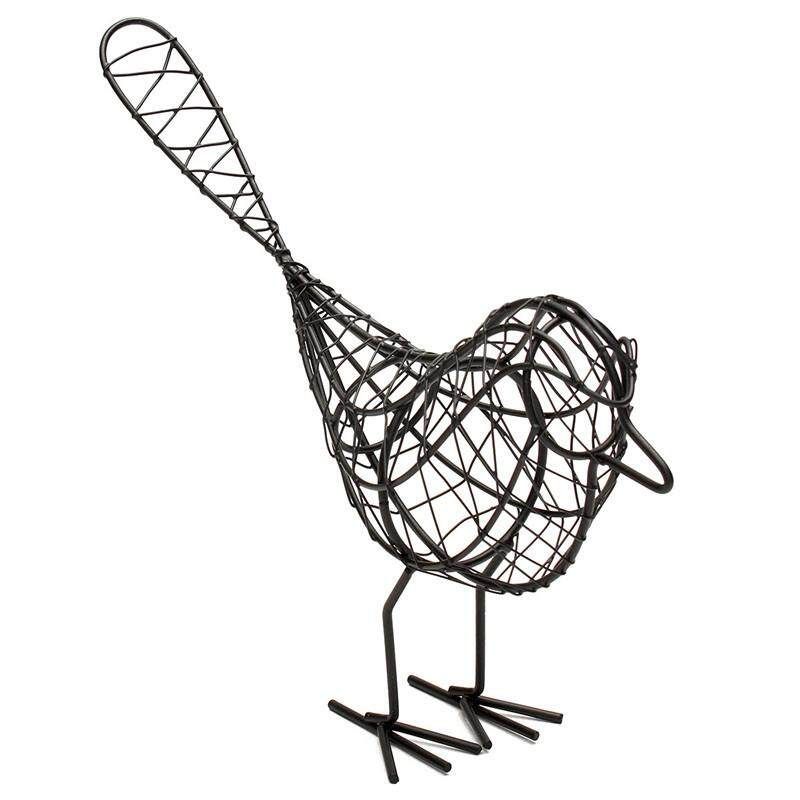 Vintage Metal Craft Wire Iron Bird Model Decorative Ornament Home Living Room Office Desktop Decoration Craft Gift Black