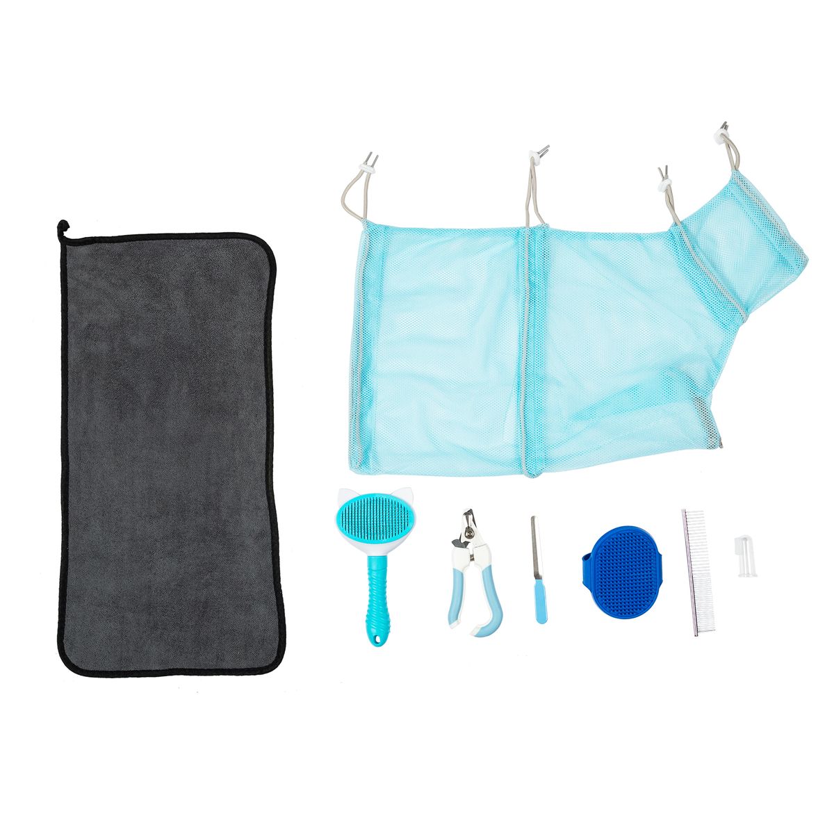 8 PCS Cat-Bathing Bag Set Pet Trimmer Comb Anti-bite