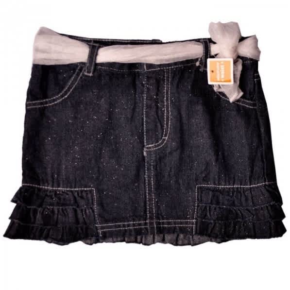 Fashionable Jeans Skirt with White Belt