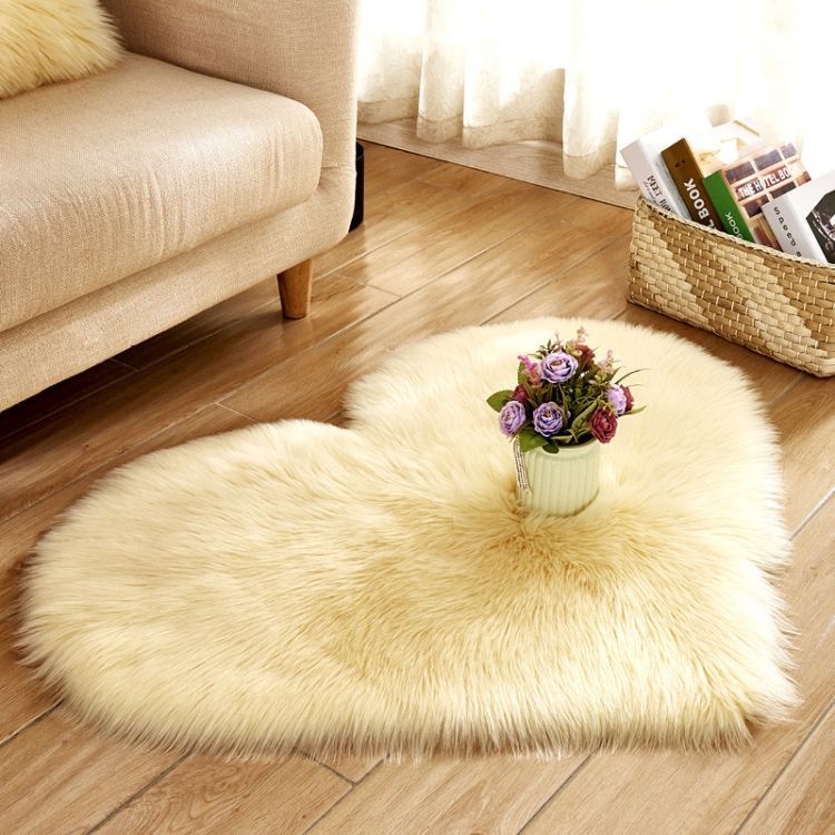 Love Heart Rugs Artificial Wool Sheepskin Hairy Carpet