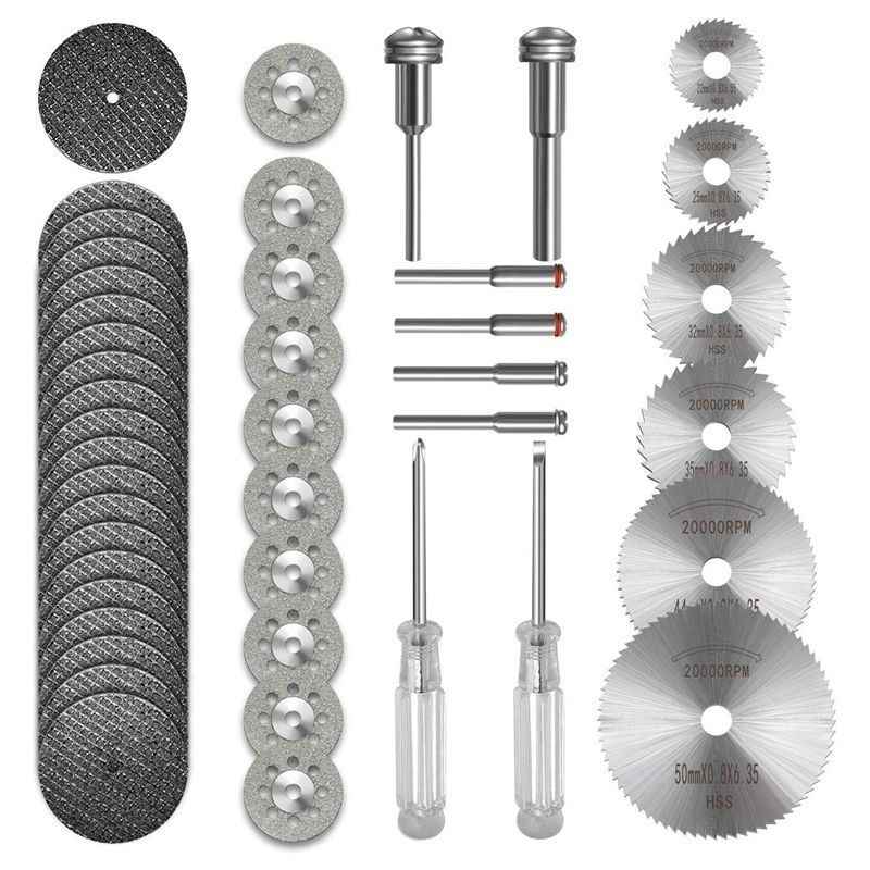 ABSF 36Pcs Cutting Wheel Set For Rotary Tool, HSS Circular Saw Blades 6Pcs, Resin Cut