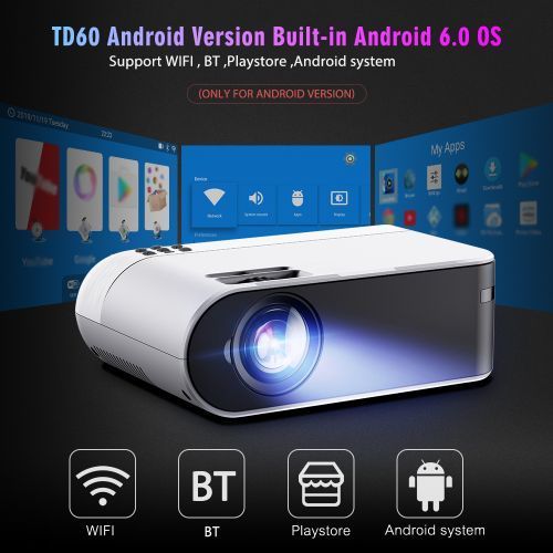 Mini Portable Projector WiFi Android 6.0 For 1080P Video Proyector 2800 Lumens Phone Smart 3D Beamer Home Cinema