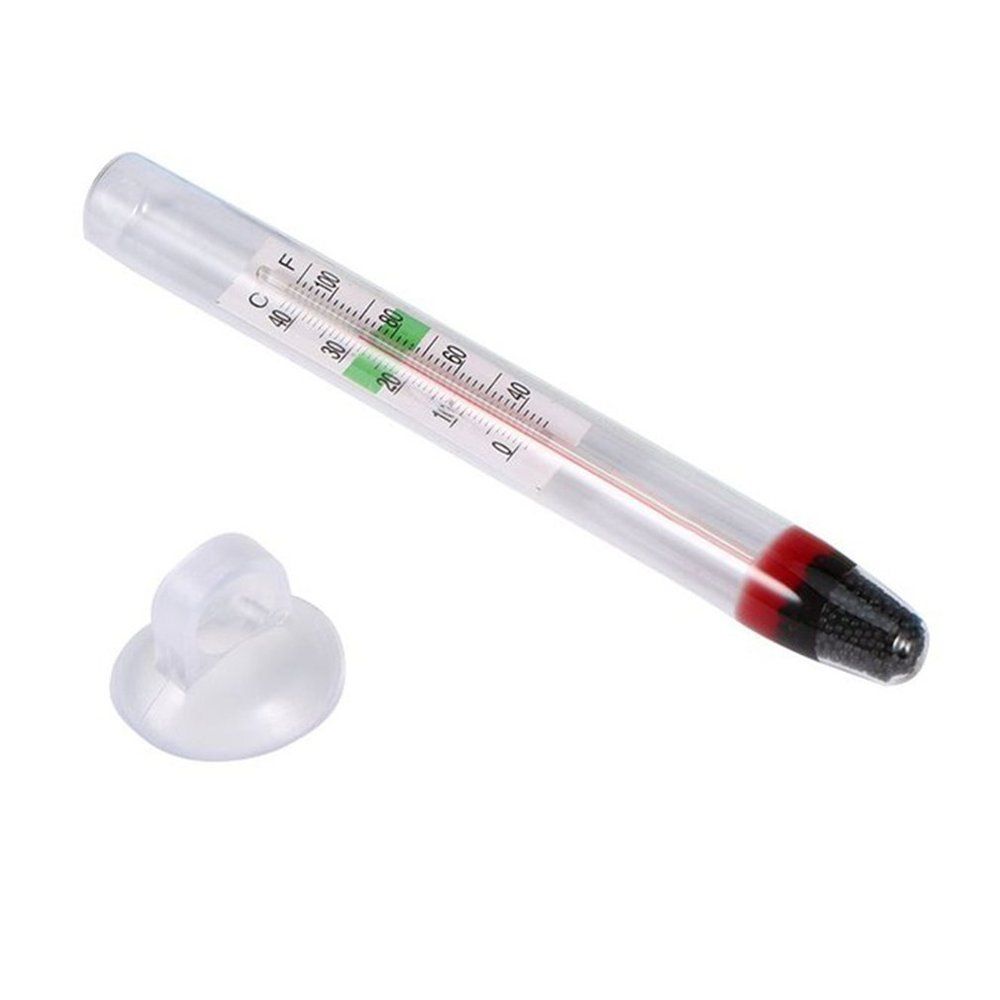 Glass Meter Aquarium Fish Tank Water Temperature Thermometer With Suction Cup White