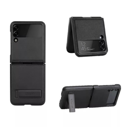 Leather Case With Kickstand For Samsung Galaxy Z Flip 4